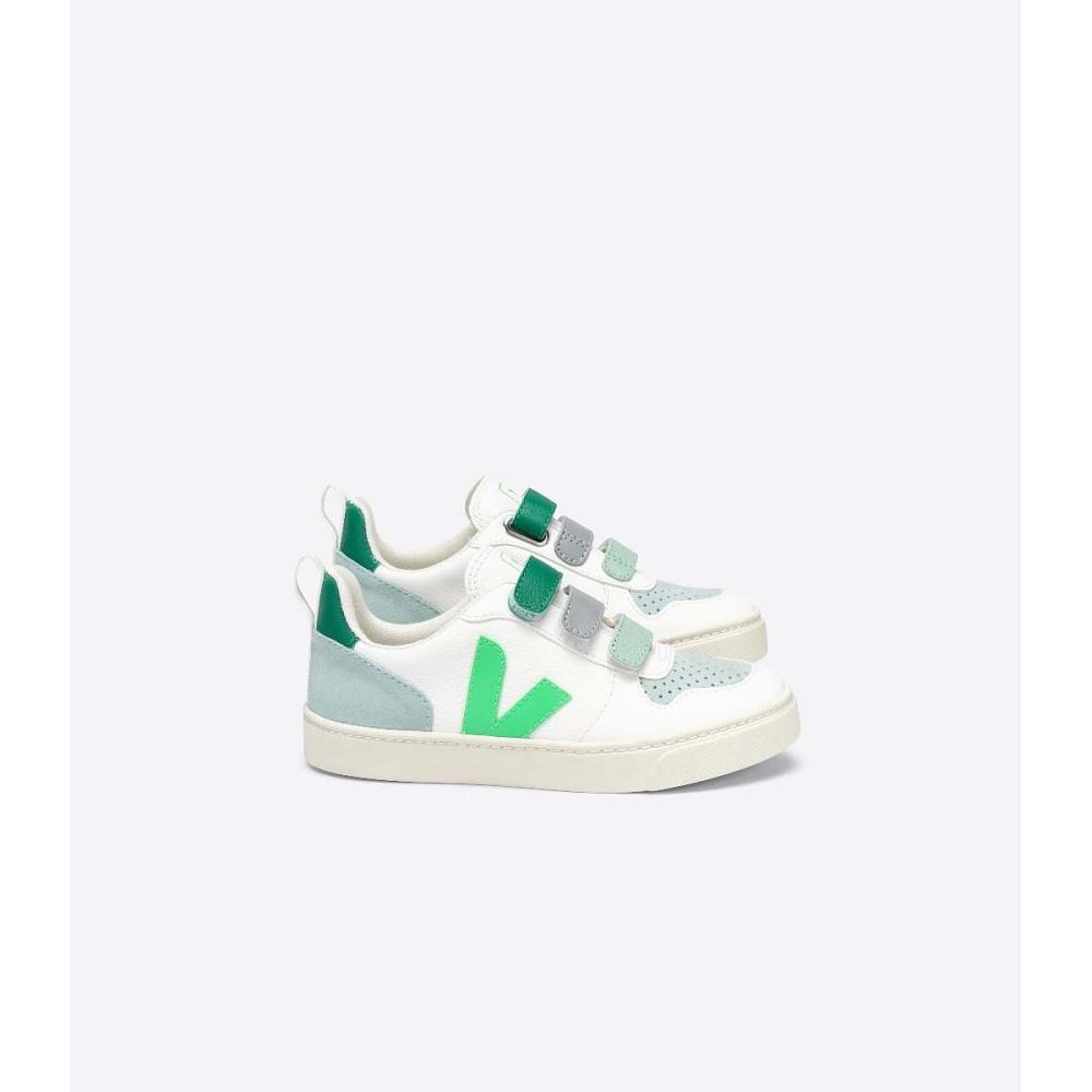 Veja V-10 CHROMEFREE Sneakers Kinderen White/Green | BE 846NWY